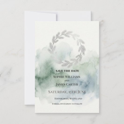 Sage Laurel Hochzeit Save The Date (Vorderseite)