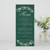 Sage Laurel Verlasse Rustic Emerald Green Wedding Menükarte (Stehend Vorderseite)