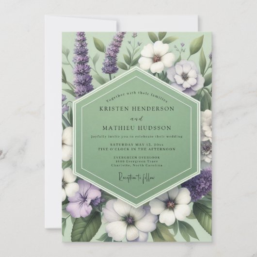 Sage Lavender Meadow Wedding Einladung (Vorderseite)