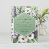 Sage Lavender Meadow Wedding Einladung (Stehend Vorderseite)