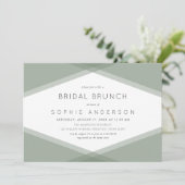 Sage Layered Geometric & Blue Slate Bridal Brunch Einladung (Stehend Vorderseite)