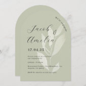 Sage Leaf Modern Arch Engagement Party Einladung (Vorne/Hinten)