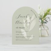 Sage Leaf Modern Arch Engagement Party Einladung (Stehend Vorderseite)