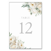 Sage Leaf & White Blume Hochzeitsempfang Tischnummer (Vorderseite)