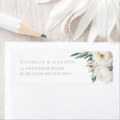 Sage Leaf & White Floral Wedding Return Address (Insitu)
