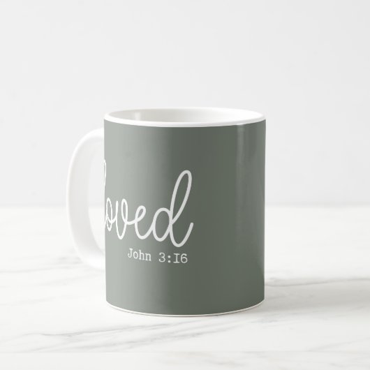 Sage Liebe Glaube Zitat minimalistisch Kaffeetasse (Vorderseite Links)