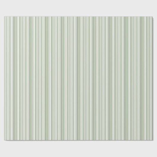 Sage (light, medium, dark) and White Stripes Geschenkpapier (Flach)