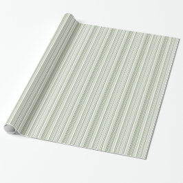 Sage (light, medium, dark) and White Stripes Geschenkpapier