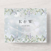 Sage Lilac Floral Monogram QR Code Winter Wedding All In One Einladung (Rückseite)