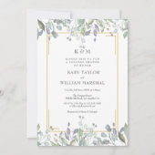 Sage Lilac Floral Monogram Wedding Couples Dusche Einladung (Vorderseite)