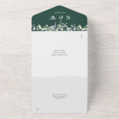 Sage Lilac Foliage Emerald Monogram Wedding All In One Einladung (Außenbereich)