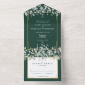 Sage Lilac Foliage Emerald Monogram Wedding All In One Einladung (Innen Boden)