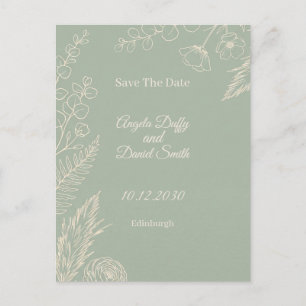 Sage Line Art Floral Save-the-Date-Karte Postkarte