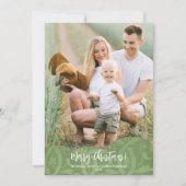 Sage Linen Filigree Foto Weihnachtskarte Feiertagskarte (Vorderseite)