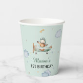 Sage Little Aviator Airplane 1st Birthday Pappbecher (Rückseite)