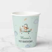 Sage Little Aviator Airplane 1st Birthday Pappbecher (Vorderseite)
