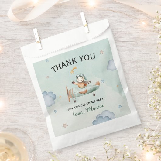 Sage Little Aviator Time Flies 1st Birthday Geschenktütchen (Ausgeschnitten)