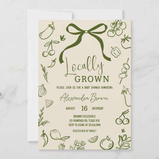 Sage lokal Grown Baby Shower Einladung (Vorderseite)