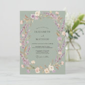 Sage Luminous Lorbeer Hochzeit Einladung (Stehend Vorderseite)