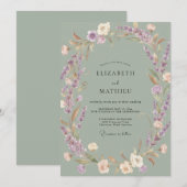 Sage Luminous Lorbeer Hochzeit Einladung (Vorne/Hinten)