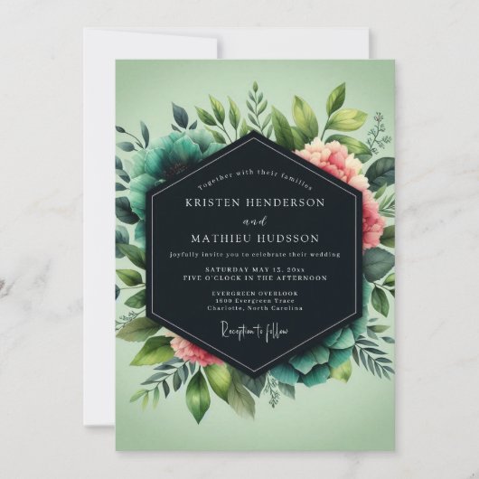 Sage Lush Botanical Wedding Einladung (Vorderseite)
