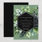 Sage Lush Succulent Wedding Einladung (Vorne/Hinten)