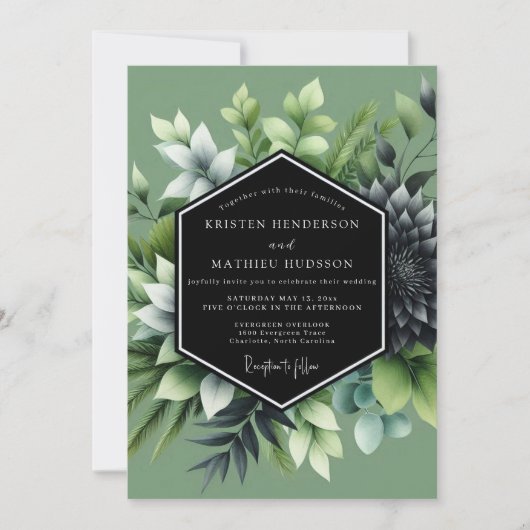 Sage Lush Sukkulente Hochzeit Einladung (Vorderseite)
