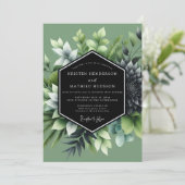 Sage Lush Sukkulente Hochzeit Einladung (Stehend Vorderseite)