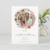 Sage Luxury Initials Floral Red Shades Round Photo Einladung (Stehend Vorderseite)