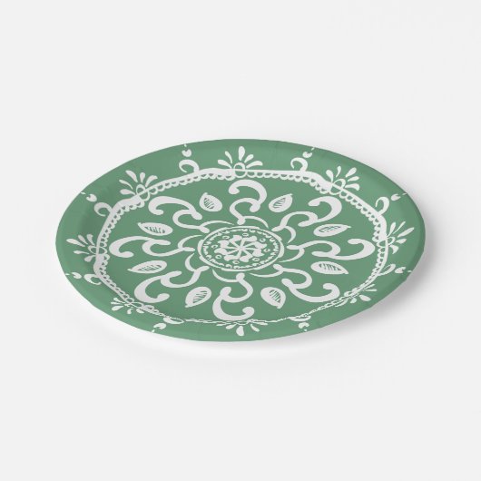 Sage Mandala Pappteller (Schrägansicht)