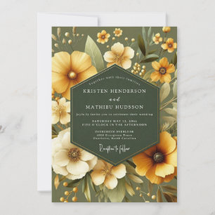 Sage Marigold Florale Hochzeit Einladung