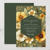 Sage Marigold Florale Hochzeit Einladung (Vorne/Hinten)