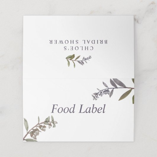 Sage & Mauve, botanisch | Hochzeitstich Platzkarte (Außenseite Aufgefaltet)