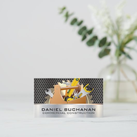 Säge | Metallic Grill | Toolbox Visitenkarte (Stehend Vorderseite)