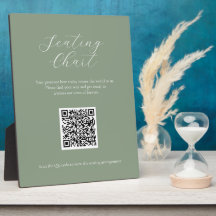 Sage Minimal Chart Sign mit QR Code Plaque