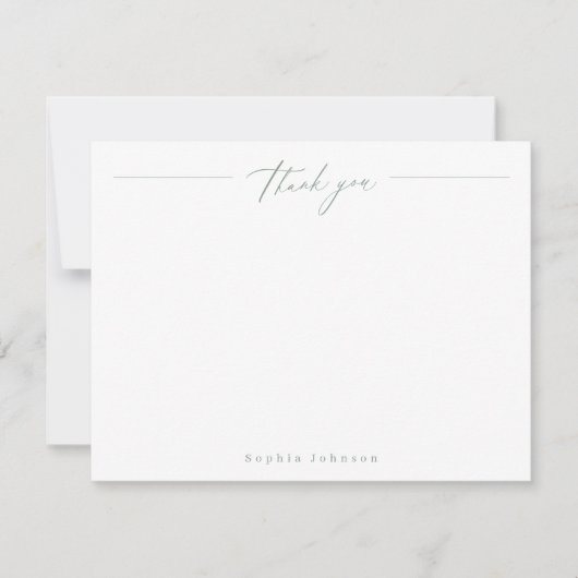 Sage Minimal danke Ihnen personalisiert Stationery Mitteilungskarte (Vorderseite)