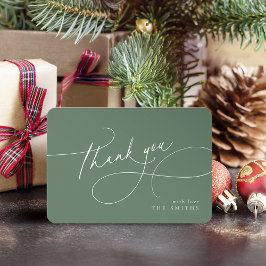 Sage Minimal Elegant Script Christmas Thank You  Dankeskarte
