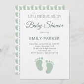 Sage Minimal Little Footsteps Baby Shower Einladung (Vorne/Hinten)