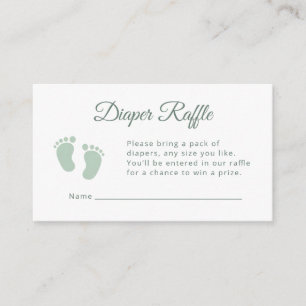 Sage Minimal Little Footsteps Baby Shower Windel Begleitkarte