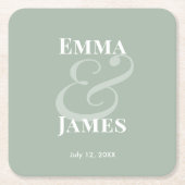 Sage Minimalist Ampersand Hochzeit | Reverse Rechteckiger Pappuntersetzer (Vorderseite)