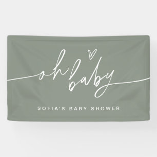 SAGE Minimalist Oh Baby Shower Willkommen Banner