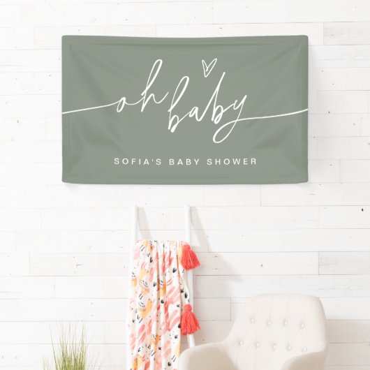 SAGE Minimalistisch Oh Baby Dusche Willkommen Banner (Insitu)