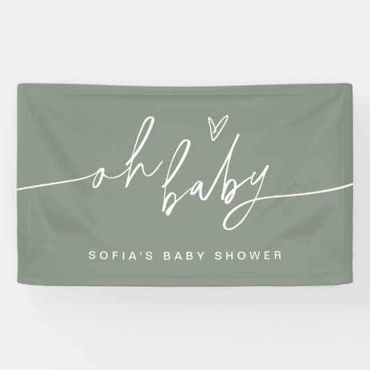 SAGE Minimalistisch Oh Baby Dusche Willkommen Banner (Horizontal)