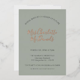 Sage Minimalistisch Script Brautparty Rose Gold Folieneinladung