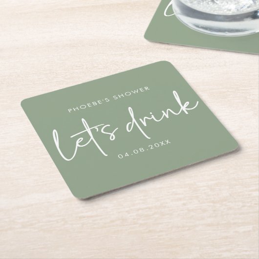 Sage Minimalistisch Script Brautparty Untersetzer (angewinkelt)