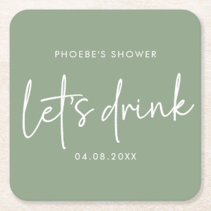 Sage Minimalistisch Script Brautparty Untersetzer