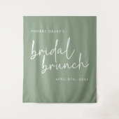 Sage Minimalistisch Script Bridal Brunch Backgroun Wandteppich (Vorderseite)