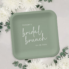 Sage Minimalistisch Script Bridal Brunch Pappteller