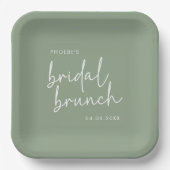 Sage Minimalistisch Script Bridal Brunch Pappteller (Vorderseite)