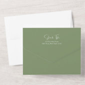 Sage Minimalistisch Wedding All In One Einladung (Rückseite)